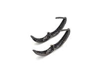 CZ Micro Pave Double Raw Huggie Earring, Leverback ear wires, cubic zirconia micro pave earrings, 5x20mm, sku#J243