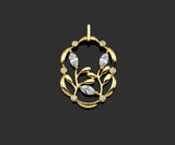 CZ Micro Pave Flower On Picture Frame Shape Pendant,18K Gold Charm, Necklace Bracelet Charm Pendant, 31x20mm,Sku#FH157
