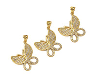 CZ Micro Pave Butterfly Shape Pendant/Charm,Cubic Zirconia Charm, Necklace Bracelet Butterfly Charm Pendant,19x21mm, Sku#LK197