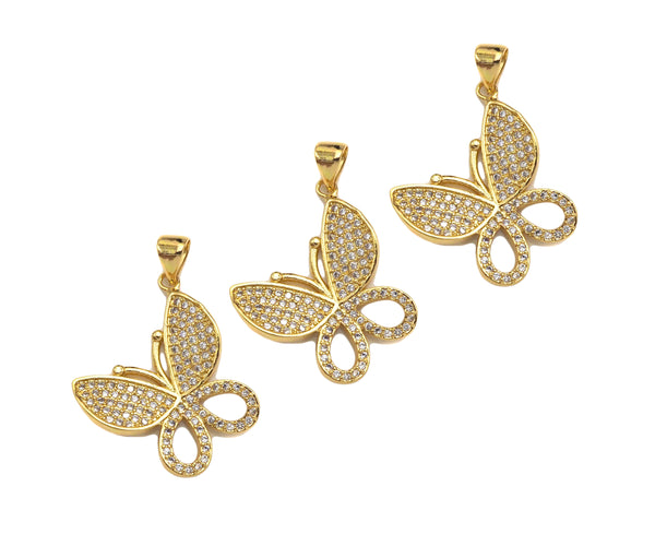 CZ Micro Pave Butterfly Shape Pendant/Charm,Cubic Zirconia Charm, Necklace Bracelet Butterfly Charm Pendant,19x21mm, Sku#LK197