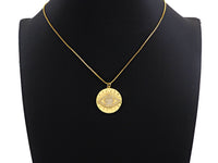CZ Micro Pave Evil Eye On Round Coin Pendant, Cubic Zirconia Round Pendant, Gold Tone pendant, 26mm, sku#F1114