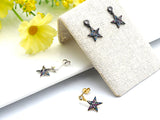 CZ Micro Pave Five Star Shape Dangle Earrings, Cubic Zirconia Gold/Silver/Rose Gold/Black Stud Earring, 12x17mm,sku#J59