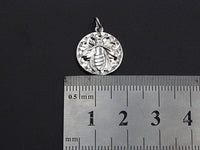 Medallion Insects on Round Coin Pendant, Round Coin Pendant, Gold/Silver Tone, 15X17mm, Sku#Z725