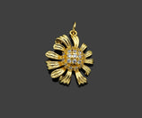 Gold Filled CZ Micro Pave Sun Flower Shape Pendant, 18K Gold Filled Flower Charm, Necklace Bracelet Charm Pendant, 21x18mm,Sku#Y471