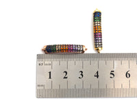 Rainbow CZ Micro Pave Curved Bar Connector for Bracelet, Link Connector, Spacer Connector, 5x30mm/4x40mm,sku#E427