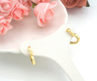 18K Gold Heart Shape Huggie Earring, Earring Hook, Earring Component,17x16mm, Sku#LD59