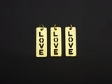 Hollow Out LOVE Long Bar Pendant, Rectangle Cubic Zirconia Pendant, DIY Mother's Day Gift, 11x29mm, Sku#F1100