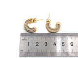 CZ Micro Pave Semicircle C Shape Earrings, sku#J229