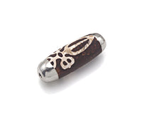 16x39mm Large Natural Tibetan Agate Barrel Shape Spacer Beads, Gold/Silver/Rose Gold Tone, Dzi Agate Spacer,Oval Tibetan Agate, sku#U1007