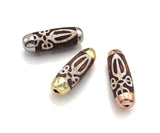 16x39mm Large Natural Tibetan Agate Barrel Shape Spacer Beads, Gold/Silver/Rose Gold Tone, Dzi Agate Spacer,Oval Tibetan Agate, sku#U1007