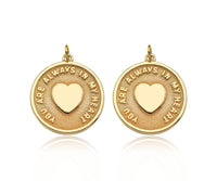 14K Gold Filled Heart On Round Medallion Pendant,SKU#LX03
