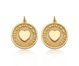 14K Gold Filled Heart On Round Medallion Pendant,SKU#LX03