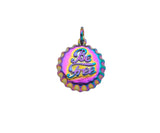 Rainbow Enamel Be Free Word On Bottle Cap Shape Pendant,Gold Enamel Charm, Necklace Bracelet Charm Pendant,15x17mm, Sku#F1376