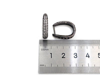 CZ Micro Pave Double Raw Huggie Earring, Leverback ear wires, cubic zirconia micro pave earrings, 5x20mm, sku#J243
