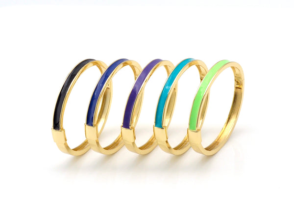 Colorful Enamel Stackable Bangle Bracelet, 18K Gold Filled Enamel Bangle, stacking bracelet, 6x66mm,Sku#X269