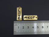 Hollow Out LOVE Long Bar Pendant, Rectangle Cubic Zirconia Pendant, DIY Mother's Day Gift, 11x29mm, Sku#F1100