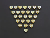 New Trendy Gold Mother of Pearl  A-Z 26 Initials Letter Heart Space Beads, Initial Letter Beads, 7x9x10mm,sku#G420