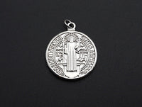 Saint St Benedict Medallion Protection Coin Pendant, Round Coin Pendant, Religious Pendant,Gold/Silver Tone, 25x29mm, Sku#Z726