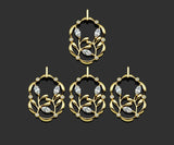 CZ Micro Pave Flower On Picture Frame Shape Pendant,18K Gold Charm, Necklace Bracelet Charm Pendant, 31x20mm,Sku#FH157