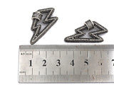 Antique Silver Clear CZ Micro Pave Lightning Shape Clasp, Antique Silver Plated Clasp, 17x33mm, sku#H163