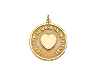 14K Gold Filled Heart On Round Medallion Pendant,SKU#LX03