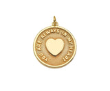 14K Gold Filled Heart On Round Medallion Pendant,SKU#LX03