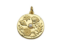 CZ Micro Pave Underwater World pearl Center Coin Pendant/Charm,Sheell Snail Pearl, sku#L400