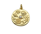CZ Micro Pave Underwater World pearl Center Coin Pendant/Charm,Sheell Snail Pearl, sku#L400