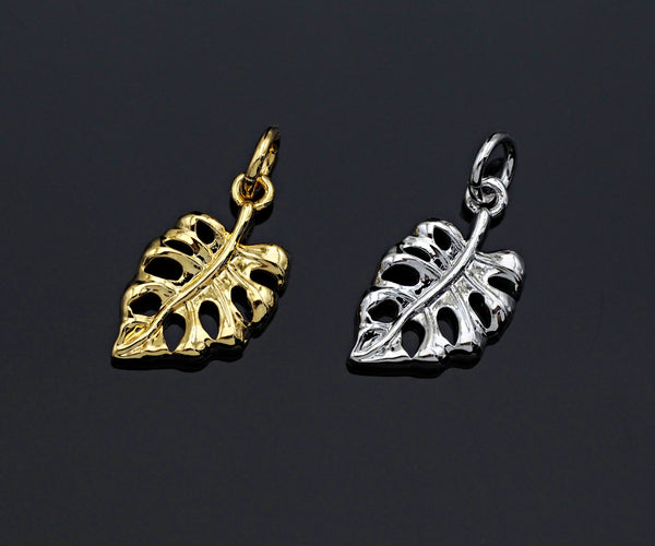 CZ Micro Pave Banana Leaf Pendant with bail,Cubic Zirconia Banana Leaf Pave Pendant Beads, Pave Pendant, 9x16mm,SKU#F1191