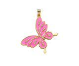 Enamel Colorful Butterfly Shape Charm,CZ Micro Pave Enamel Pendant,Enamel Jewelry,24x33mm,Sku#LK273