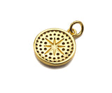 18k Dainty Gold North Star On Round Coin Charms, Dainty Gold Star Pendant, Star Necklace Charms, 11x13mm, Sku#Z1252