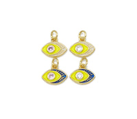 CZ Micropave Evil Eye Shape Pendant, 18K Gold Filled Enamel Charm, Necklace Bracelet Charm Pendant,12x9mm,Sku#Z1398