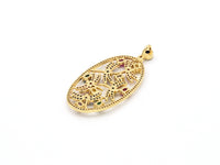 Colorful CZ Micro Pave Dragonfly On Oval Frame Shape Pendant/Charm, 18K Gold Filled Charm, Necklace Bracelet Pendant, 50x24mm,Sku#LK408