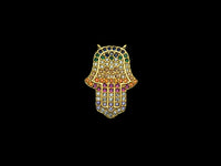 Colorful CZ Micro Pave Hamsa Hand Pendant/Charm,Cubic Zirconia Paved Charm, Necklace Bracelet Charm Pendant, 14x21mm,sku#F1144