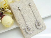 CZ  Moon North Star Dangle Earrings, Sku#J244