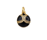 CZ Pave Black Enamel Soft Ball Pendant, Sport Ball pendant,Sport ball charm,10x12mm,sku#F1351