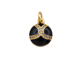 CZ Pave Black Enamel Soft Ball Pendant, Sport Ball pendant,Sport ball charm,10x12mm,sku#F1351