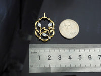 CZ Micro Pave Flower On Picture Frame Shape Pendant,18K Gold Charm, Necklace Bracelet Charm Pendant, 31x20mm,Sku#FH157
