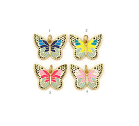 Colorful Enamel Butterfly Shape Pendant, 18K Gold Filled Butterfly Charm,Necklace Bracelet Charm Pendant,19x15mm,Sku#F1431