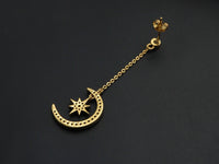 CZ  Moon North Star Dangle Earrings, Sku#J244