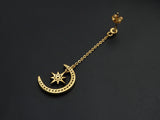 CZ  Moon North Star Dangle Earrings, Sku#J244