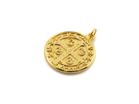Saint St Benedict Medallion Protection Coin Pendant, Round Coin Pendant, Religious Pendant,Gold/Silver Tone, 25x29mm, Sku#Z726