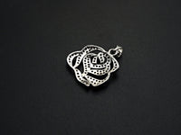 CZ Micro Pave Rose Flower Pendant/Charm,Cubic Zirconia Paved