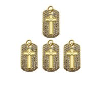 CZ Cross On Rectangle Shape Charm, Sku#LK198