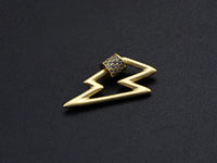Matte Gold CZ Micro pave Lightning Shape Clasp, CZ Pave Clasp, Matte light Gold Carabiner Clasp, 15x27mm, sku#H198