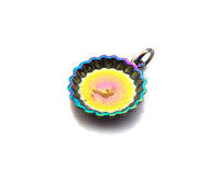 Rainbow Enamel Be Free Word On Bottle Cap Shape Pendant,Gold Enamel Charm, Necklace Bracelet Charm Pendant,15x17mm, Sku#F1376