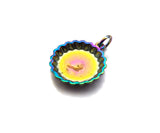 Rainbow Enamel Be Free Word On Bottle Cap Shape Pendant,Gold Enamel Charm, Necklace Bracelet Charm Pendant,15x17mm, Sku#F1376