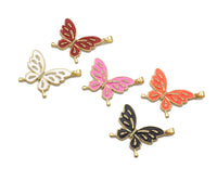 Enamel Colorful Butterfly Shape Charm,CZ Micro Pave Enamel Pendant,Enamel Jewelry,24x33mm,Sku#LK273