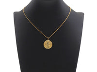 Saint St Benedict Medallion Protection Coin Pendant, Round Coin Pendant, Religious Pendant,Gold/Silver Tone, 25x29mm, Sku#Z726