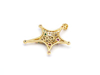 Colorful CZ Micro Pave Five Point Star Shape Pendant, 18K Gold Filled Starfish Charm, Necklace Bracelet Charm Pendant,33x37mm,Sku#LK476